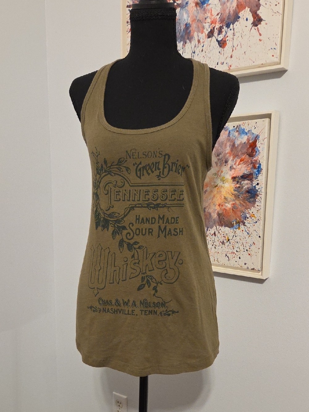 Tennessee Whiskey Olive Green Graphic Tank Top